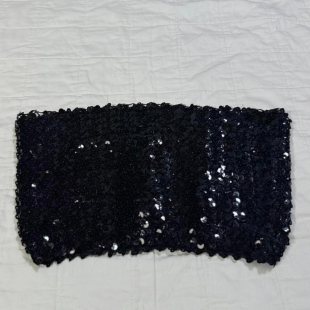 Y2K Black Sequin Tube Top – Stretch Fit (One Size) - Picture 2 of 6